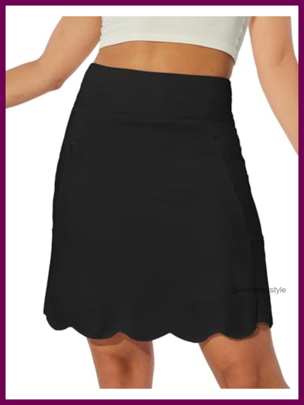 Women's Golf Skort 20 Inch Scalloped Hem Zipper Pockets Tummy Control